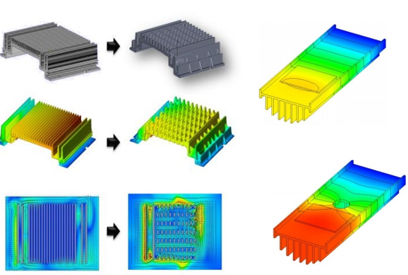 A heat sink is designed to maximize its surface area in contact with the cooling medium surrounding it, such as the air