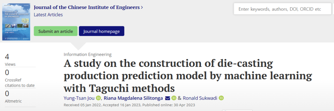 A study on the construction of die-casting production prediction model by machine learning with Taguchi methods