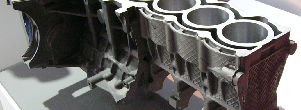 An engine block with aluminium and magnesium die castings