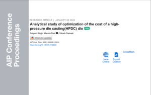 Analytical study of optimization of the cost of a highpressure die casting(HPDC) die