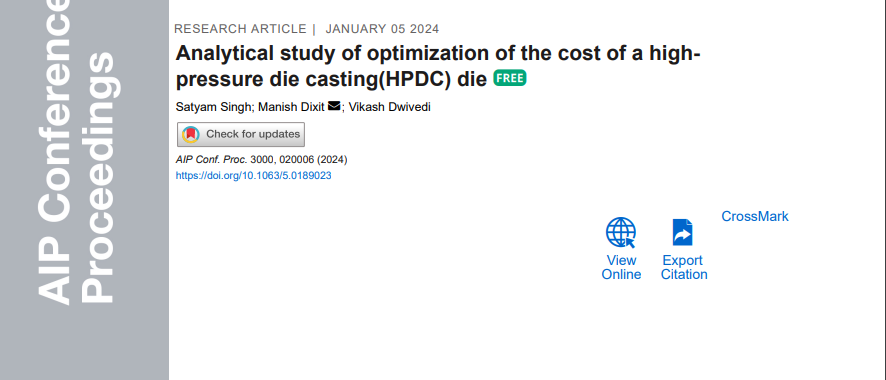 Analytical study of optimization of the cost of a highpressure die casting(HPDC) die