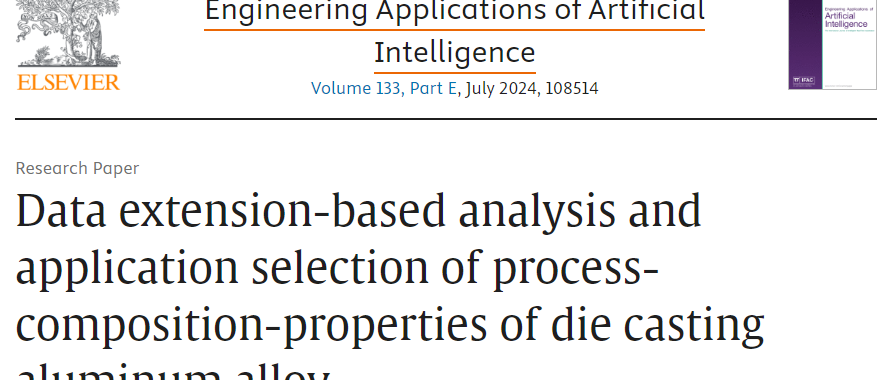 Data extension-based analysis and application selection of process-composition-properties of die casting aluminum alloy