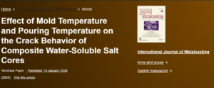 Effect of Mold Temperature and Pouring Temperature on the Crack Behavior of Composite Water-Soluble Salt Cores