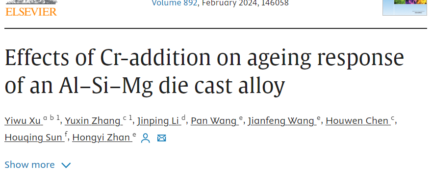Effects of Cr-addition on ageing response of an Al–Si–Mg die cast alloy