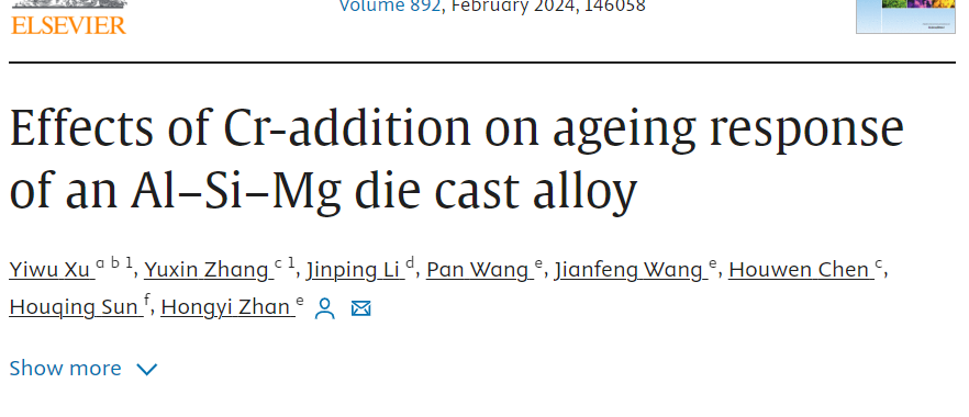 Effects of Cr-addition on ageing response of an Al–Si–Mg die cast alloy