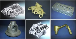 Examples of components manufactured with casting core