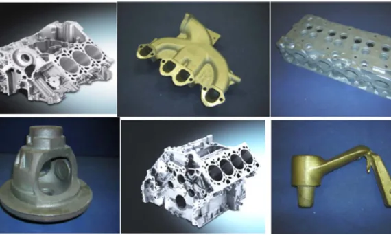 Examples of components manufactured with casting core