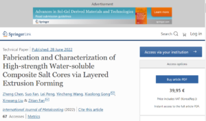 Fabrication and Characterization of High-strength Water-soluble Composite Salt Cores via Layered Extrusion Forming