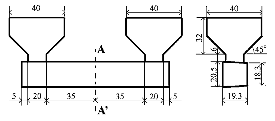 Fig. 1 Casting design of bending test specimens.