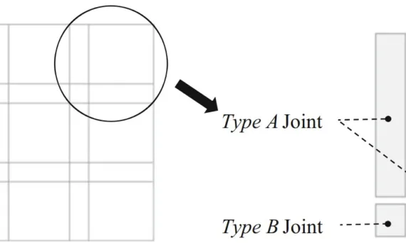 Fig. 1 Domain discretization and two different joint elements