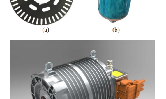Fig. 10. 18kW IM photograph for EV: (a) Rotor core sheet; (b) Cast copper rotor; (c) Photograph of the prototype IM.