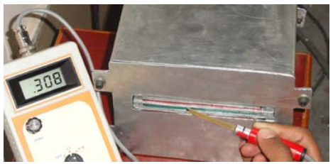 Fig. 12 Gauss meter testing of electromagnet sensor