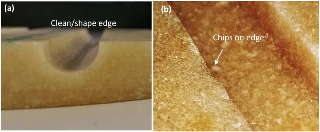 Fig. 12. The NT Core after end-milling with a Ø10 mm ball-nose cutter (a), a Ø10 mm flat cutter (b).