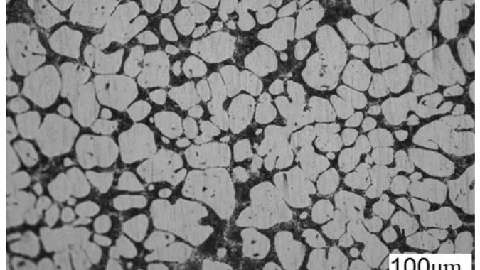 Fig. 3 Optical images of grain refined alloy samples using Al-5Ti-1B at only one magnification (750 ppm Ti,150 ppm B)