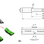 Fig. 3 (a) Samples obtained from spoke parts for x-ray CT inspection; (b) shape and dimensions of tensile and impact samples (mm)