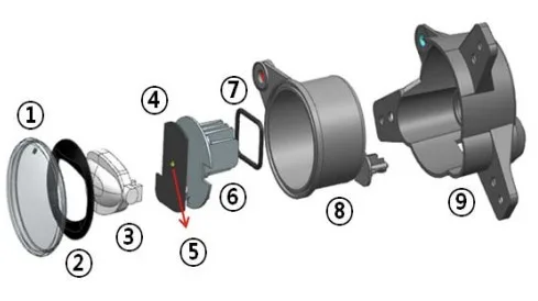 Fig. 3. Exploded view of LED fog lamp for vehicle