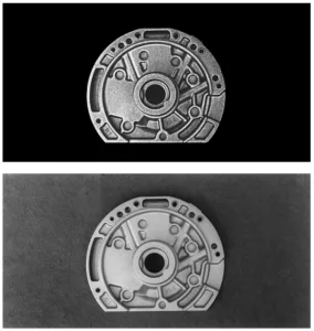 Fig. 3. Photographs of the die cast trial product of a reaction shaft support.