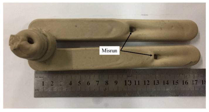 Fig. 3. The misrun defect of CWSSC when the reinforcement addition is over 30 wt%. 