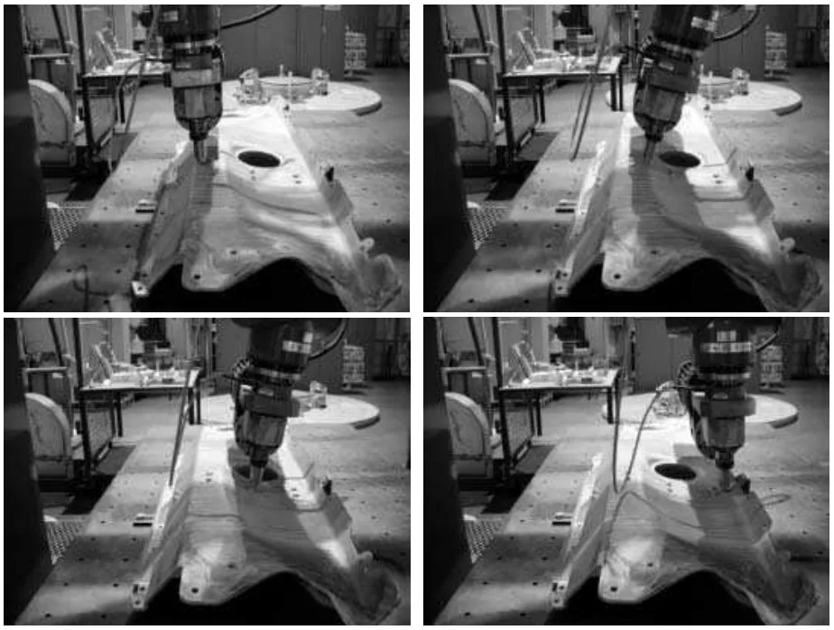 Fig. 4 : Robotic friction stir welding of an AM60 component