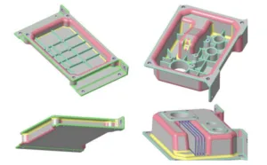 Fig. 4. Rounded corners and reinforcement ribs on the lower part (left) and the upper part (right).