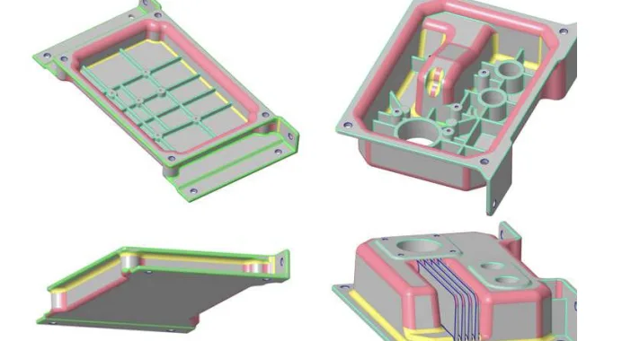Fig. 4. Rounded corners and reinforcement ribs on the lower part (left) and the upper part (right).