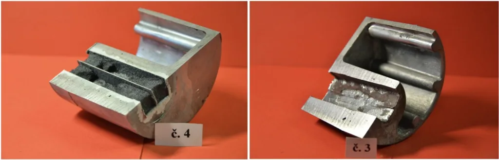 Fig. 6. H 2400 during dissolution of the glued core, Fig. 7. Test with the VŠB – TUO glue during dissolution of the glued core