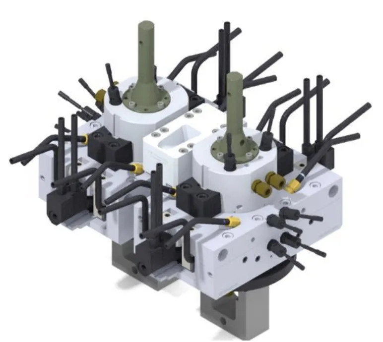 Fig. 6. Model of a modern double permanent mould for piston casting (Gasoline) [7]