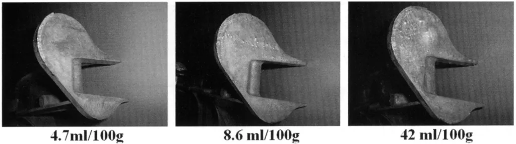 Fig. 6. 브리스타 발생 상황과 제품 내 가스량.