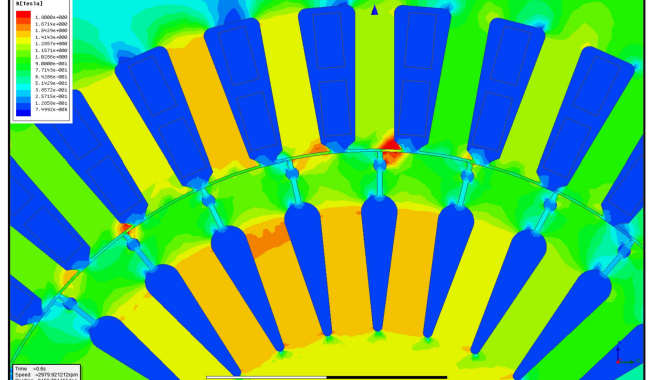 Fig. 8. Magnetic flux density distribution in the 1E4 motor