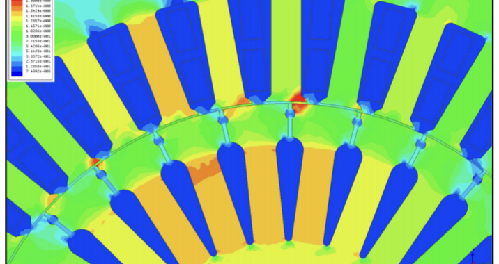 Fig. 8. Magnetic flux density distribution in the 1E4 motor