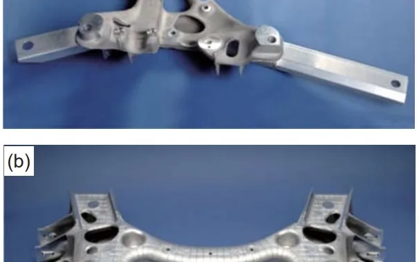 Fig.5: (a) Hollow aluminum casting; and (b) welded engine cradle for Cadillac CTS