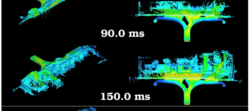 Figure 1: Filling of an engine rocker cover with fluid coloured by speed.