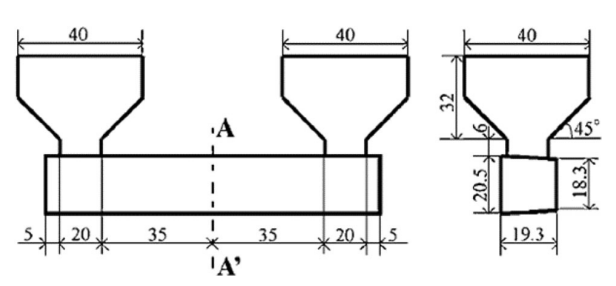 Figure 1. Core casting mold design (all measures are in mm)16.