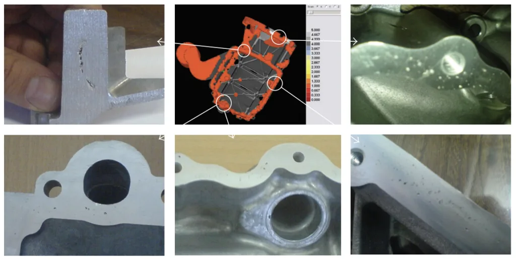 Figure 12: Defects occurred in final solidification positions.