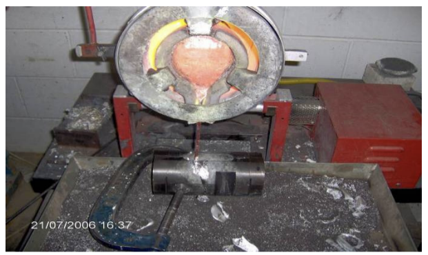 Figure 13. Pouring process to assembled mould