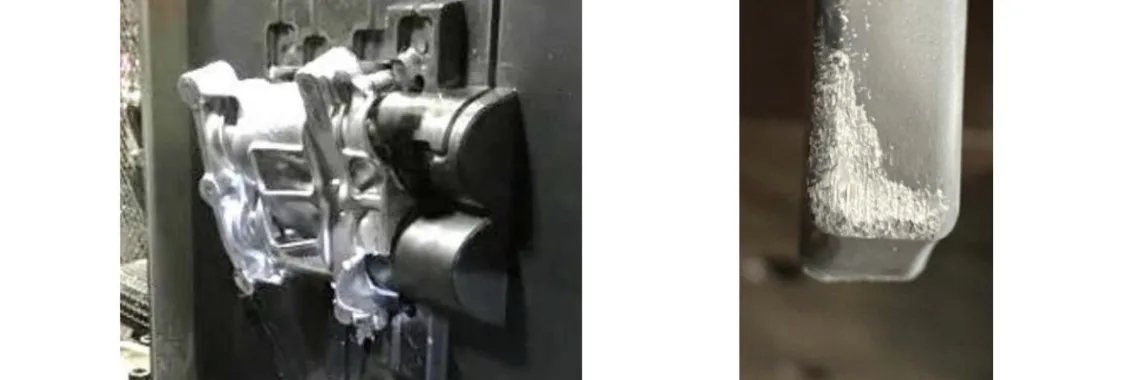 Figure 2: (a) An example of sticking. Both images courtesy of Mercury Marine. (b) An example of soldering on a die insert.