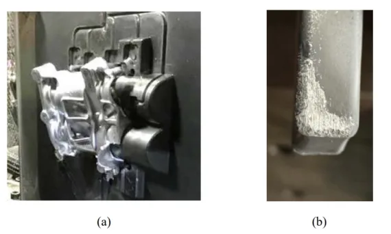 Figure 2: (a) An example of sticking. Both images courtesy of Mercury Marine. (b) An example of soldering on a die insert.