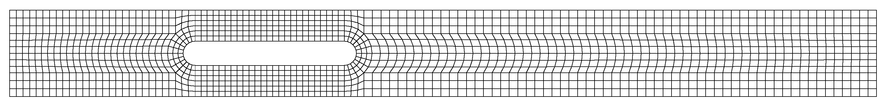 Figure 2. An example of a computational grid created with the utilities blockMesh and mirrorMesh for a mesh spacing of 2 mm.