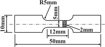 Figure 2. Dimensions of the samples for tensile testing.