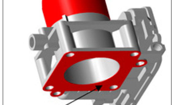 Figure 2. Throttle body with the marked value of the bearing surface roughness specified by the customer (Ra = max. 2.5 μm).