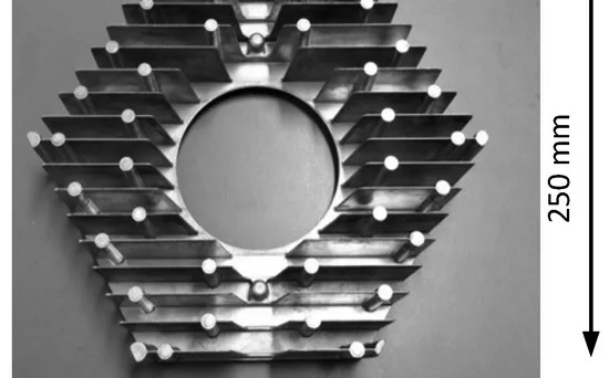 Figure 31. Photograph of high-ceiling LED lamp heat sink cast using Al-25%Si.