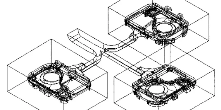 Figure 4: Runner System Example (with Die Cavities, NADCA [29])