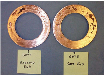 Figure 5 - Photographs of Sectioned End Rings from Copper Rotors Typical of Baseline Casting Conditions.