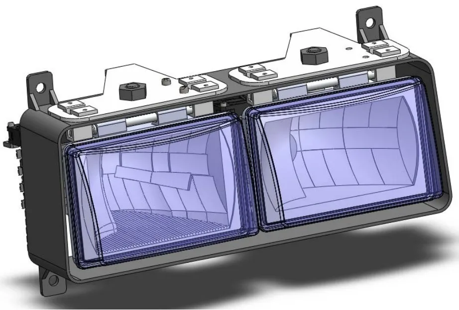 Figure 5. Designed LED lamp with low-beam and high-beam function