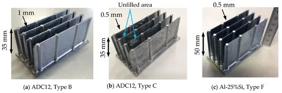 Figure 5. Die casting of heat sinks using ADC12 and Al-25%Si.