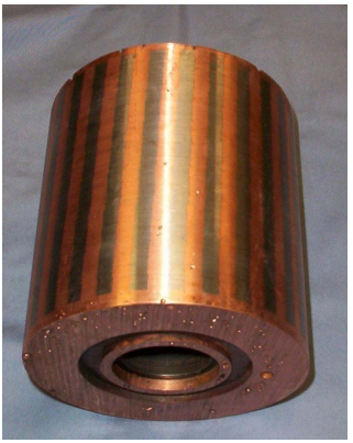 Figure 8 – Photograph of Copper Rotor Turned on  the OD to Expose the Conductor Bars