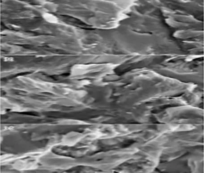 Figure3: Fracture surface micrograph of the soluble core material with plasticiser 0 (a), 5 wt pct (b) and 10 wt pct (c) 15 wt pct