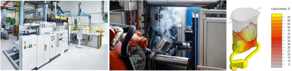 Figure 2. HPDC machine at LKR laboratory with its typical numerical simulation