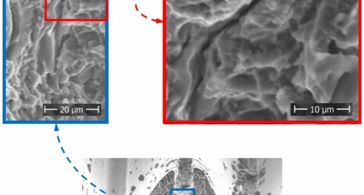 Gas inclusion cut open by drilling, on the threaded profile.