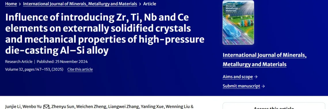Influence of introducing Zr, Ti, Nb and Ce elements on externally solidified crystals and mechanical properties of high-pressure die-casting Al–Si alloy